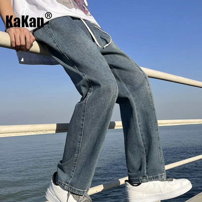 Kakan - European and American New Men's Gradual Vintage Jeans, Loose Straight Design Feel Wide Leg Casual Long Jeans K24-KJ607
