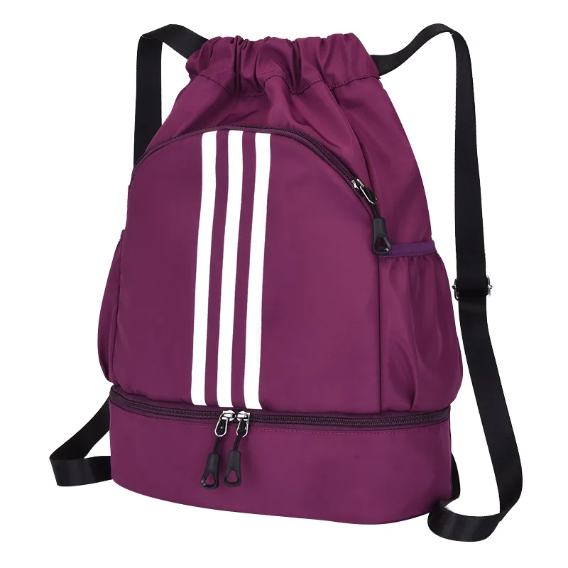 Striped Bundle Mouth Shoulder Bag Drawstring Shoulder Bag Outdoor Sports Bundle Pocket Leisure Bag Bolsa Esporte Masculina 