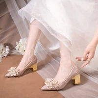 chung heeled female hostess wedding dress xiuhe two wear spring new champagne butterfly high heels