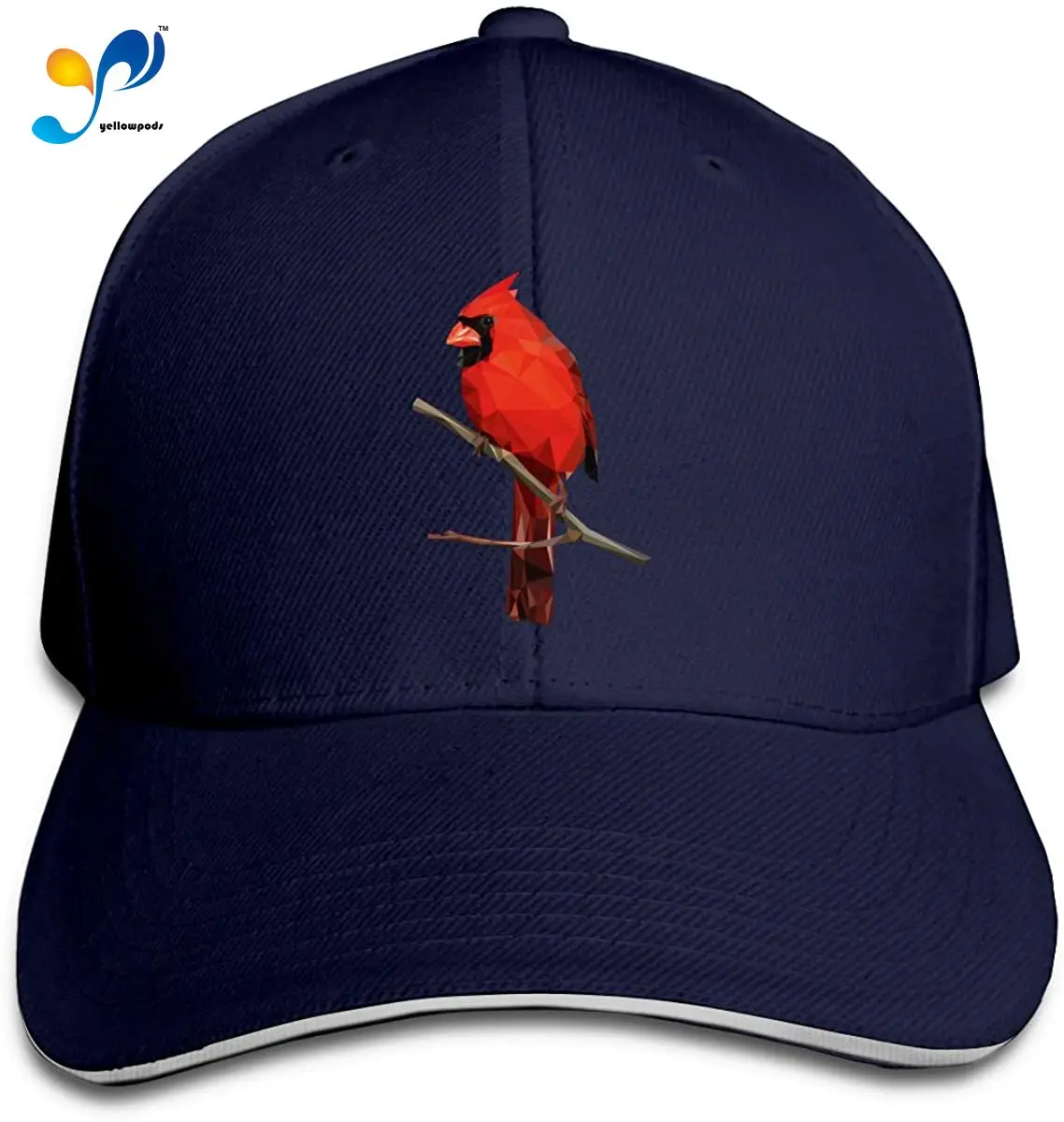 

Red Crested Cardinal Geometry Men Cotton Classic Baseball Cap Adjustable Size
