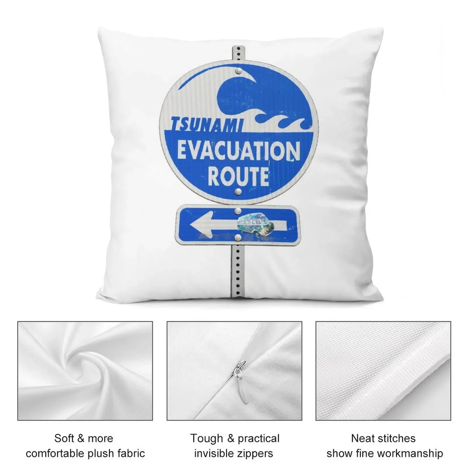 Дорожный знак цунами (левая стрела) декоративная подушка наволочка роскошные