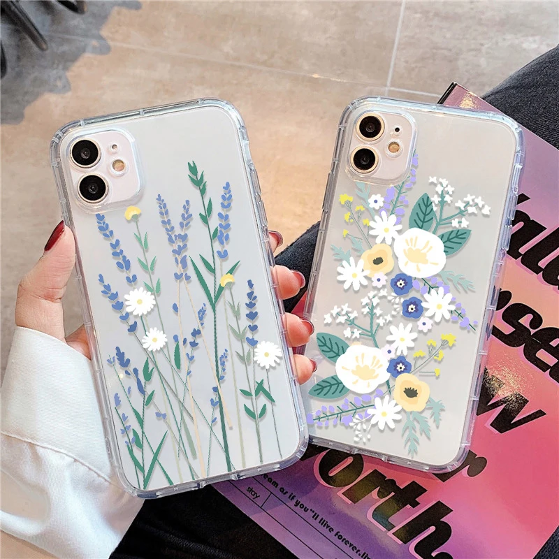 

Transparent Flower Phone Case For Samsung A12 Case A53 A52 A52S 5G A22 A03 A51 A50 A33 A32 A31 A21S A13 S22 Ultra S21 FE Fundas