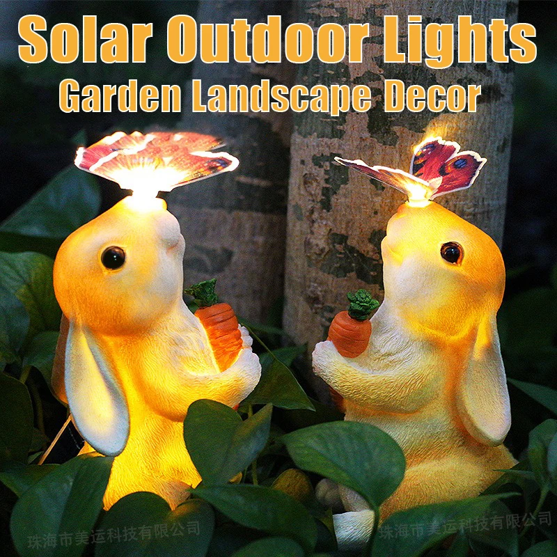 

Outdoors LED Solar And Luminous Rabbit Lights Waterproof Courtyard Lawn Gardens Park Animal Shaped Garden Decor Landscapes Lamps