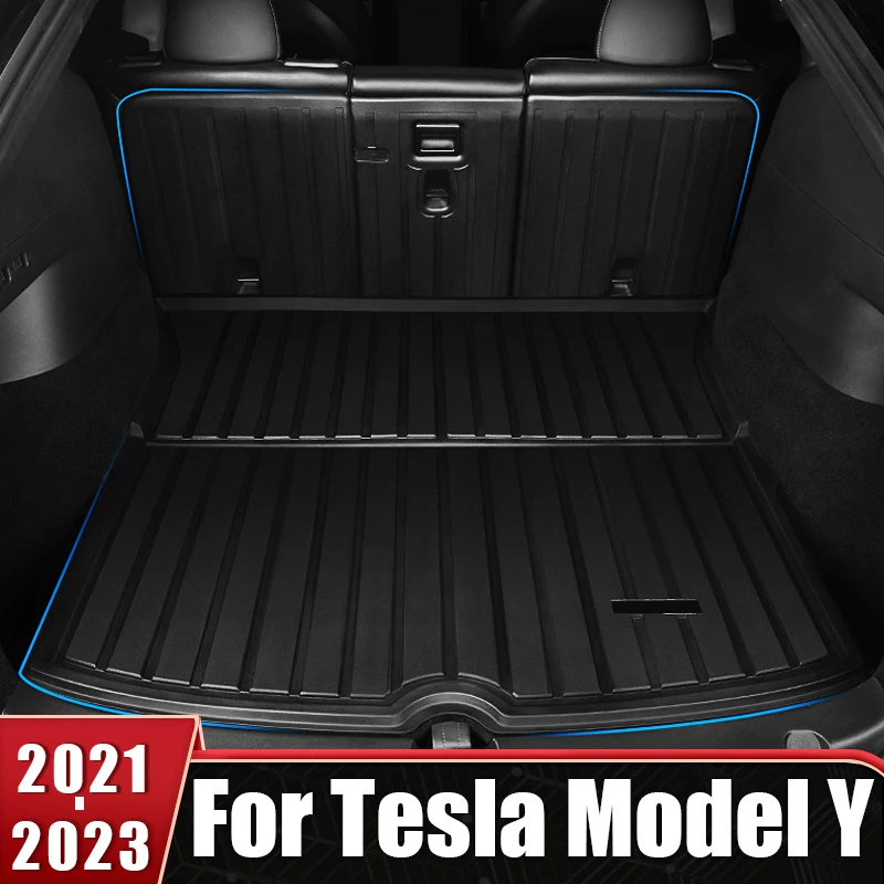 

Для Tesla Model Y 2021 2022 2023 TPE коврики для багажника автомобиля, подкладка для груза, защитная крышка багажника, водонепроницаемые напольные коврики, коврики, аксессуары