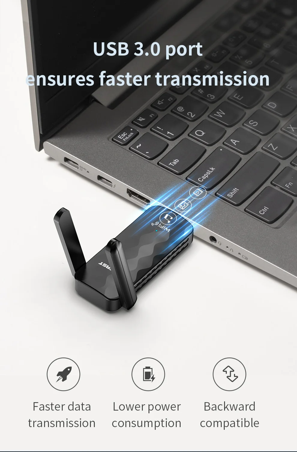 Wifi 6 USB адаптер беспроводной WI-Fi ключ 1800 Мбит/с 2 * 2dBi антенна сетевая карта 5G/2 4 ГГц AX