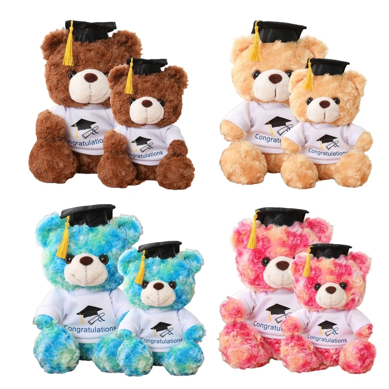 

Мягкая кукла среднего размера, талисман, плюшевый медведь с костюмами на выпускной, для детей, студентов колледжа, подарок на выпускной, офи...