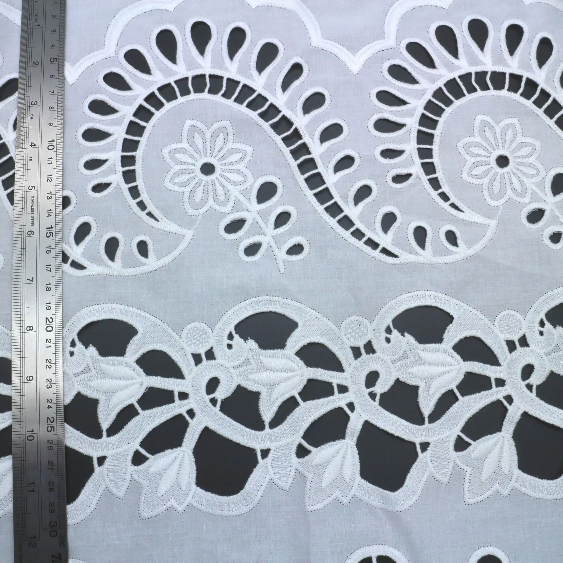 Хлопковая полая ткань для вышивки с большим цветочным узором кружевная вышивка