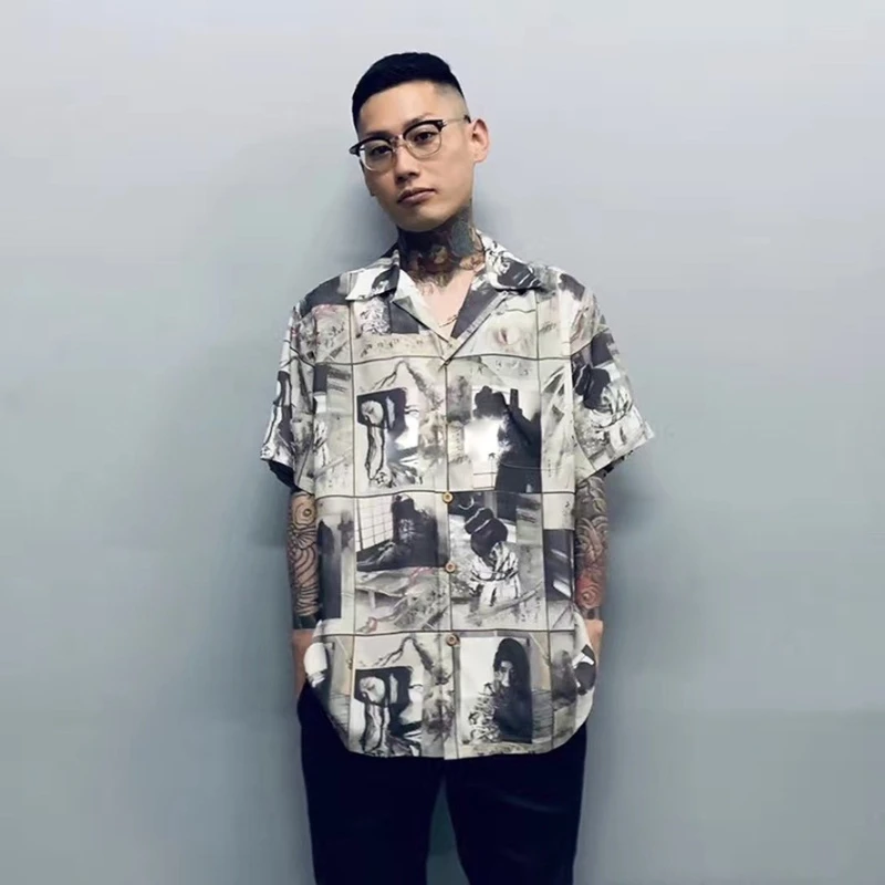 

WACKO MARIA Shirt Men Women Full Print Summer Fashion Short Sleeve Shirt