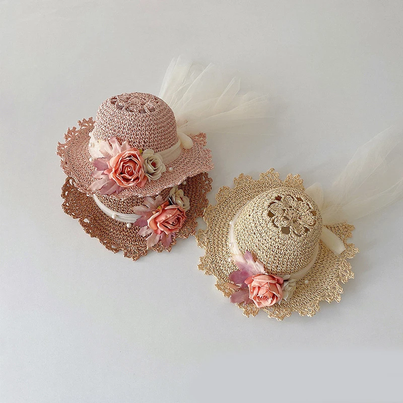 

Children Boy Girl Summer Bucket Hat Bobble Straw Hat Kid Cap Toddler Funny Cute Panama Sun Hat Baby Beach Stuff Accessories Item