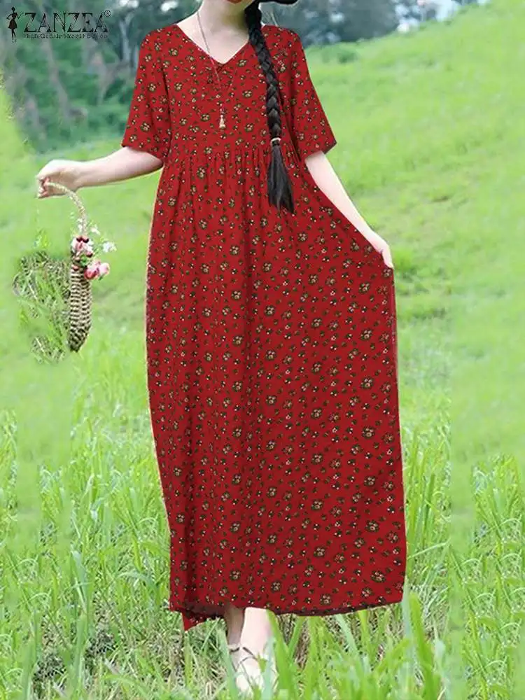 Сарафан ZANZEA с цветочным принтом