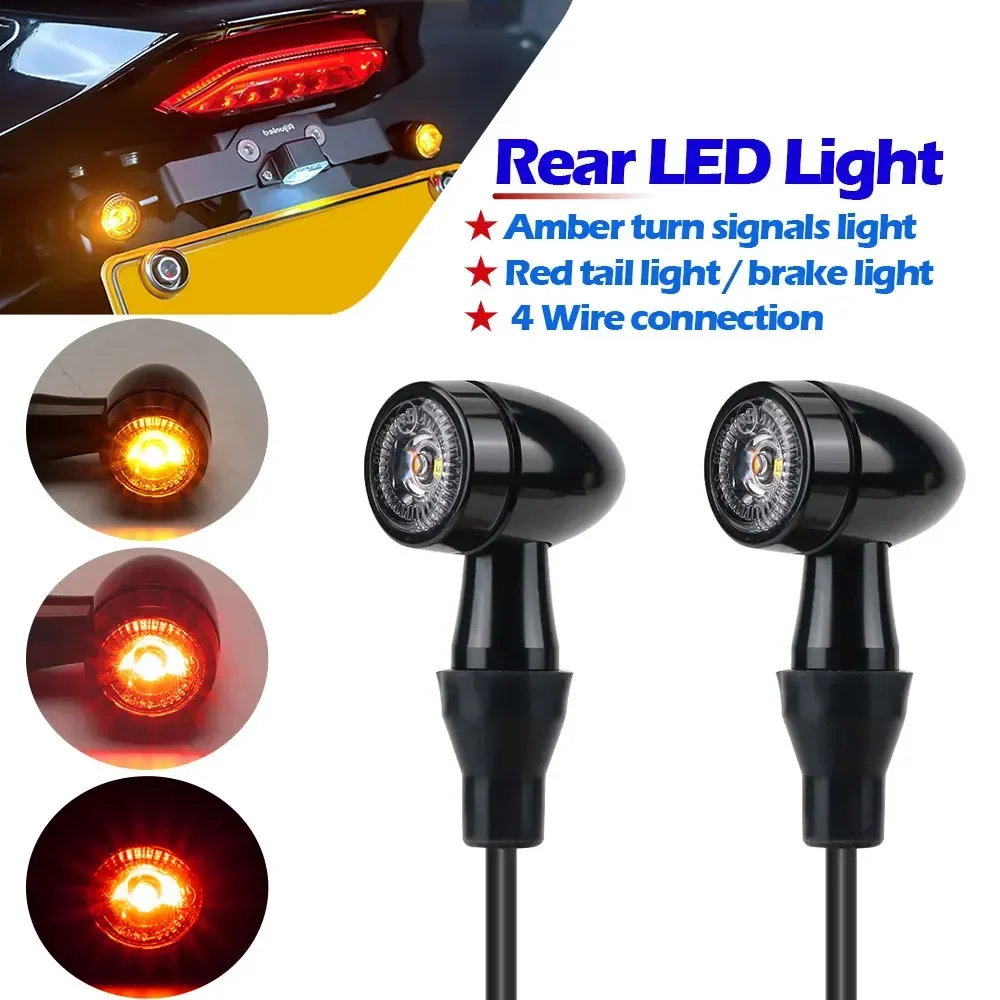 

E32 Bullet 3 в 1, светодиодный указатель поворота Cafe Racer, индикатор, задние стоп-сигналы DRL, мигалка для Harley Bobber Chopper Dyna