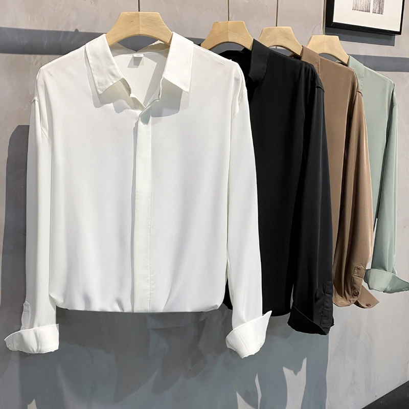 

Brand Clothing Men's Summer Casual Long-sleeved Shirts/Male Slim Fit High Quality Lapel Business Shirts Men's Clothing