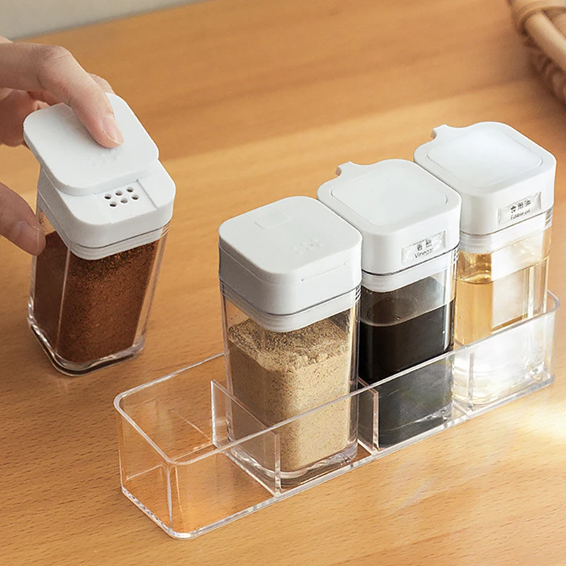 

Пластиковый шейкер 4 в 1 для соли и перца, прозрачная конфета с 4 отделениями, банка для приправ с крышками для приготовления пищи и барбекю