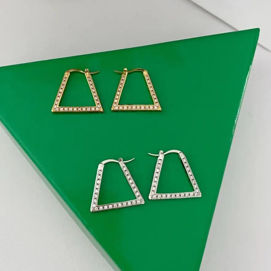 

New Fashion Designer 24K Gold Silver Rectangular Geometric AAA Zircon Earrings Women Brand Luxury Jewelry Party Runway Trend