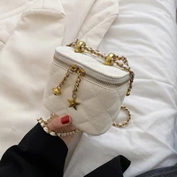 kawaii mini box quilted crossbody messenger bag for women 2022 fashion cute luxury brand summer chain shoulder handbags clutch p