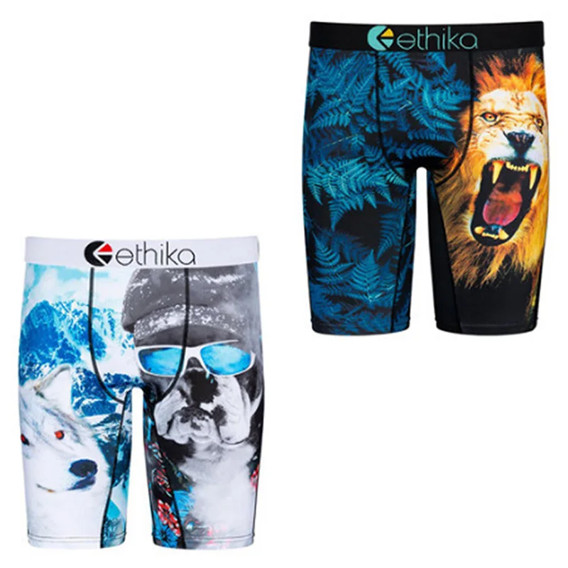 

Шорты-боксеры Ethika с принтом акулы, Модные дышащие Мультяшные шорты, спортивное модное камуфляжное нижнее белье Ethika