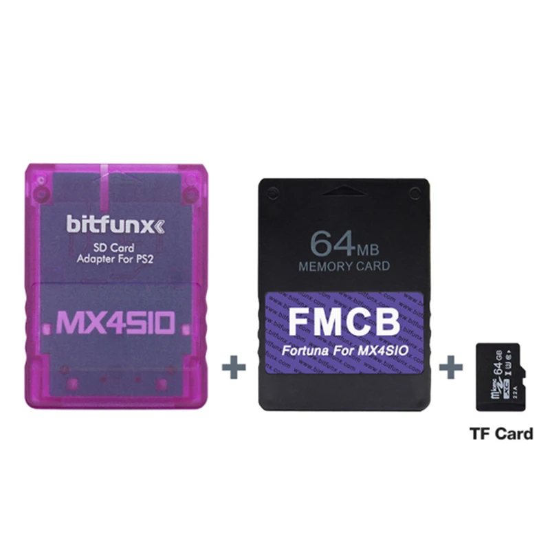

Адаптер для SD-карты MX4SIO SIO2SD для игровых консолей PS2 + комбинированная карта FMCB 64 Мб