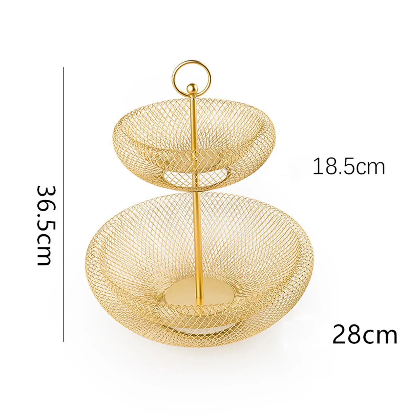 

Iron 2 Tier Countertop Fruit Basket Vegetable Basket Fruit Holder Hollow Design Organizer Round Fruit Bowls for Counter Dining