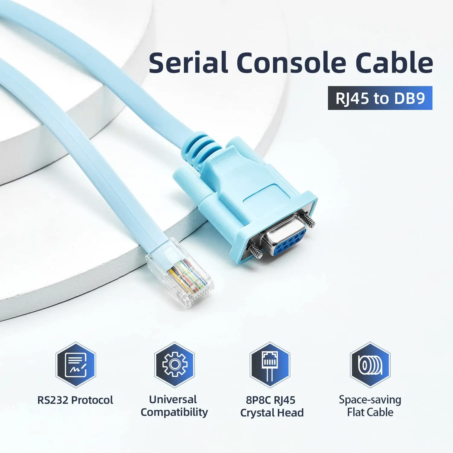 Фото Консольный кабель RJ45–DB9, 1,5 м, консольные кабели RS232–RJ45, адаптер управления последовательным портом, совместимый с маршрутизатором Cisco №1