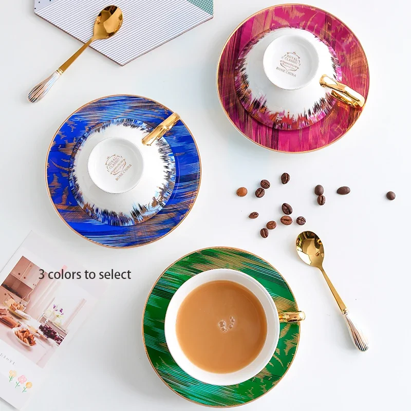 Китайская кофейная чашка блюдце ложка набор 200 мл чайная фарфоровая керамическая