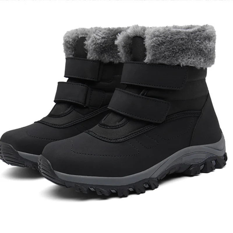 Women Snow Boots  Short Tube Cotton Shoes PU Solid Color Round Shape  Plush Keep Warm Anti Slip and Waterproof