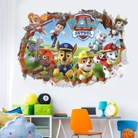 paw patrol through the wall cartoon wall stickers boy room wallpaper self adhesive childrens stickers wall painting decoration
