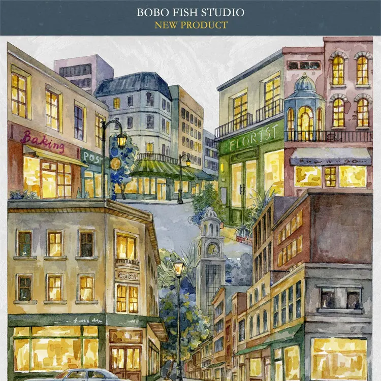 Washi лента для домашних животных BoBo Fish Midnight Lost City V1tape