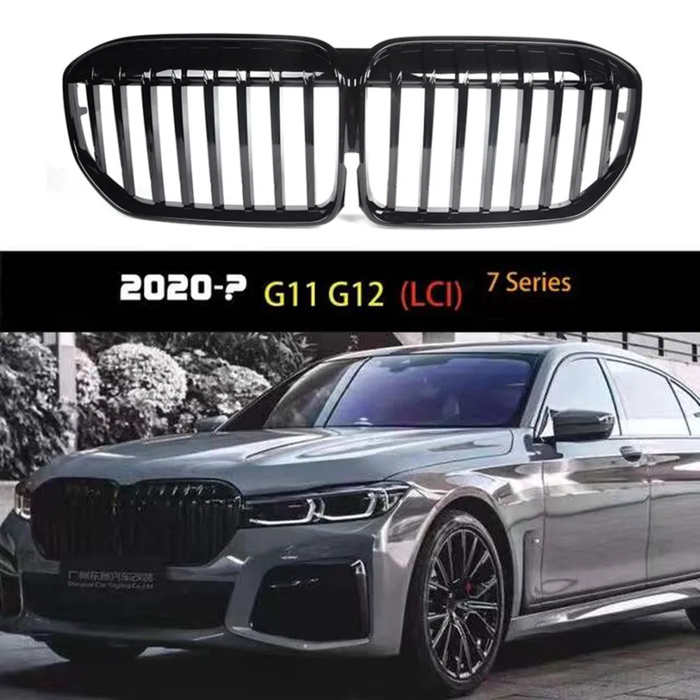 

Car Front Bumper Kidney Grille For BMW 7 G11 G12 7730i 740i 750i 740e 725d 730d 2020 -IN Glossy Black Replacement Racing Grills