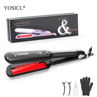 2 in 1 steam hair straightening curling wet and dry perm wide flat iron