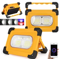 portable led solar work light usb rechargeable lanterns magnetic flood light with stand power bank camping flashlight job site