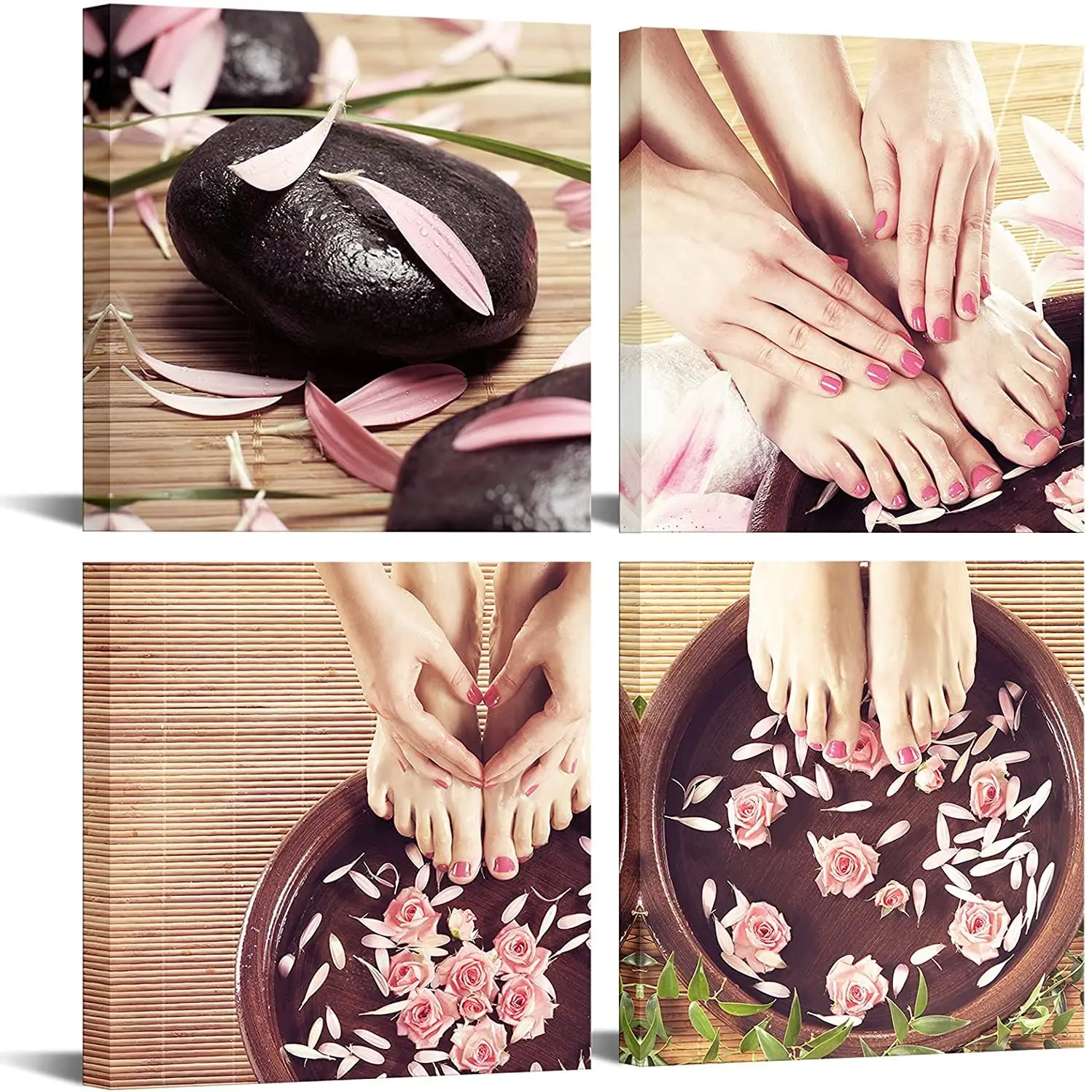 

4 Pieces Hands Spa Beauty Nail Salon Manicure Bathroom Posters Canvas Wall Art Pictures Home Decor Paintings for Living Room