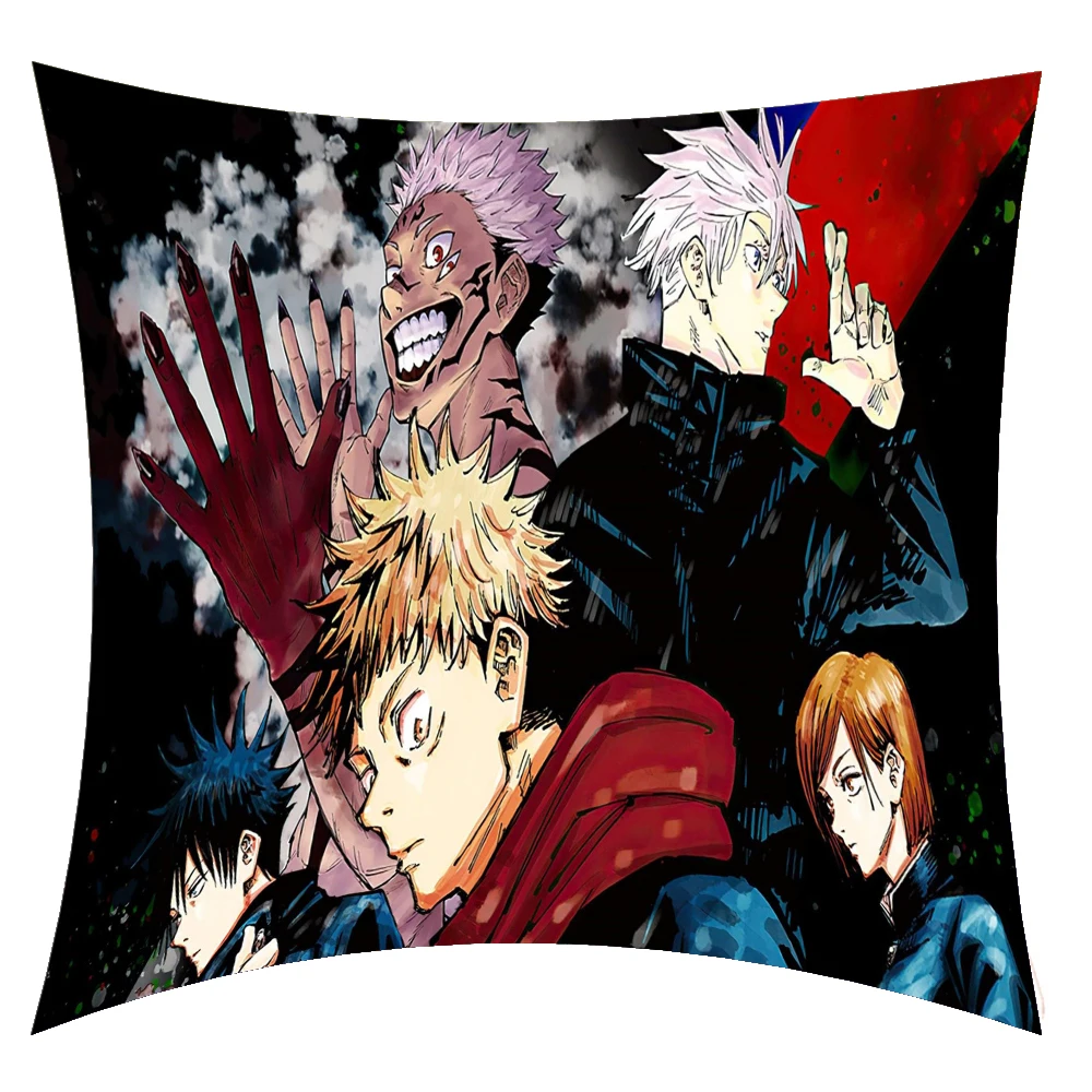Jujutsu Kaisen Plush Cushion Cover Pillowcase Printed Plush Pillow Cushion Cover Pillow Case