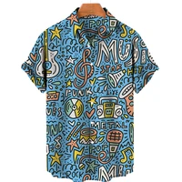 hawaiian shirt mens music cd 3d print rock shirt single breasted oversized shirt mens