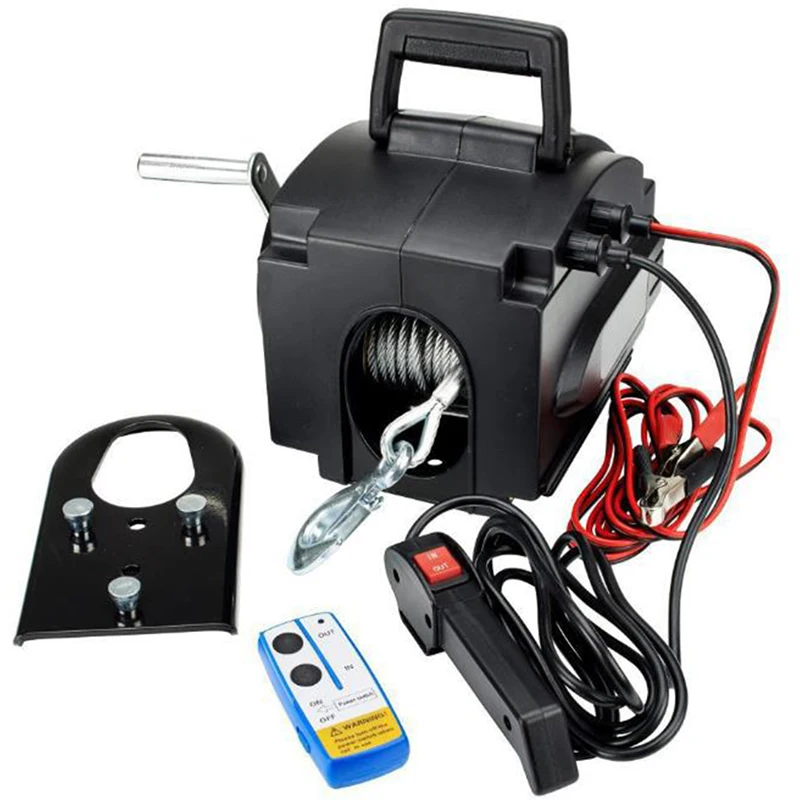 12V Marine Electric Winch 3500lbs Portable Marine Yacht Electric Winch Small Crane Traction Machine