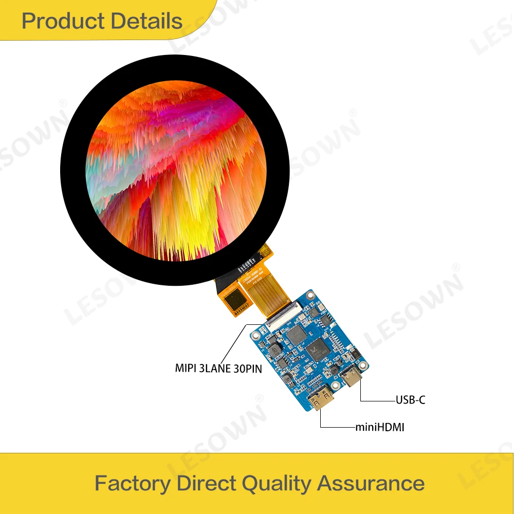 Мини-экран LESOWN 3 4 дюйма HD 800x800 IPS ЖК-дисплей с сенсорным экраном Модуль HDMI USB C
