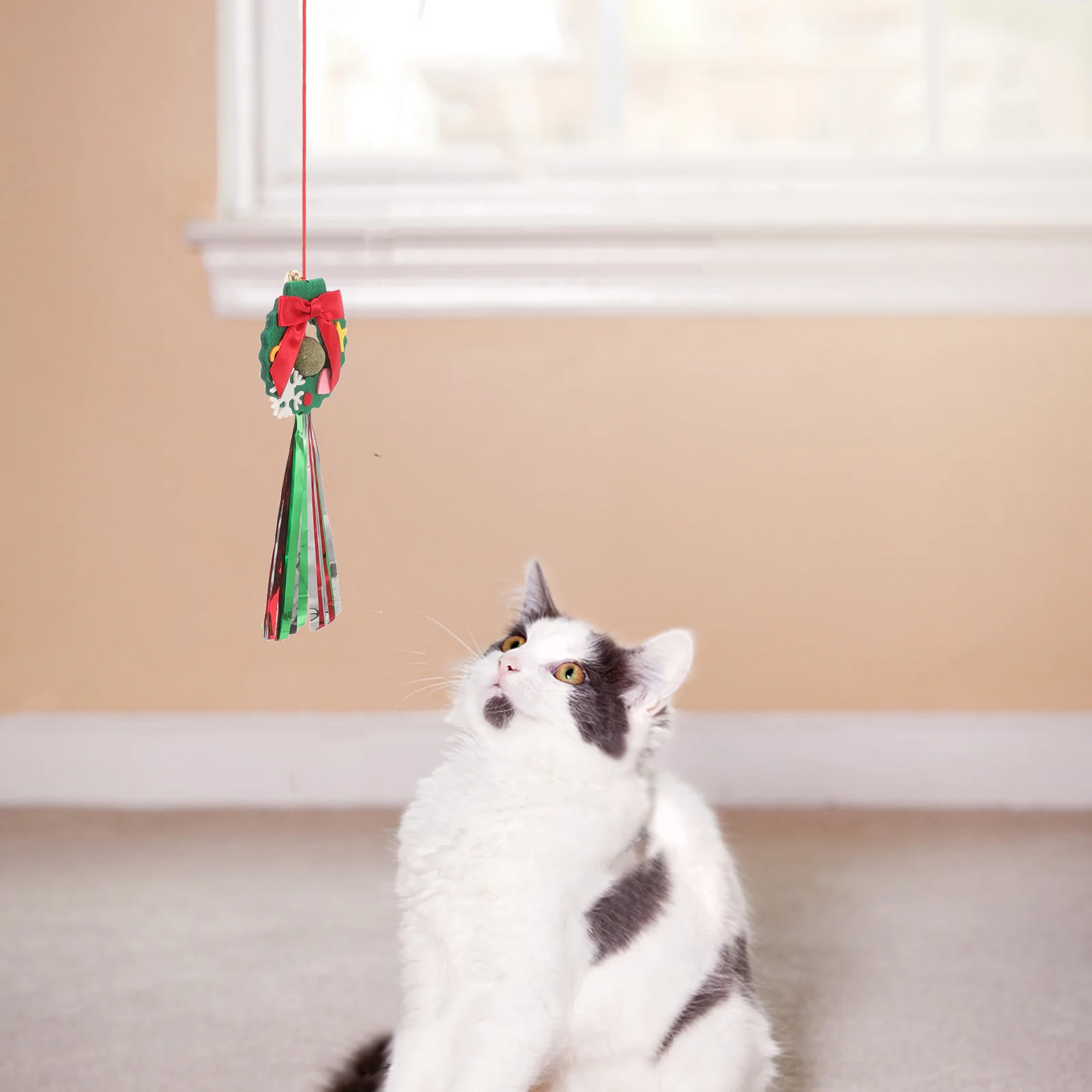 

Christmas Cat Toy Interactive Door Hanging Toy Elastic Rope Sticky Cat Toy