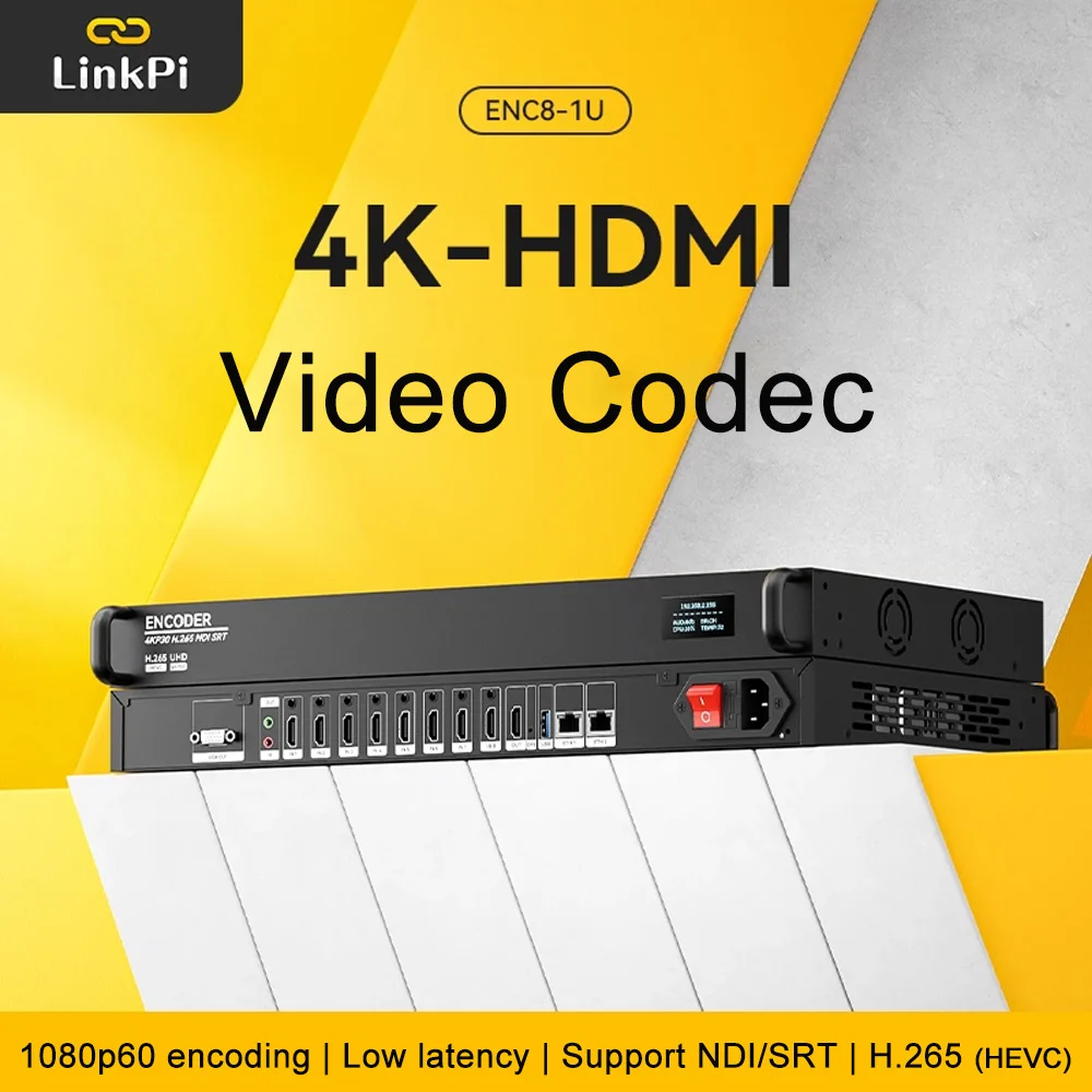 Фото Link Pi ENC8-1U 8-канальный HDMI HD 3531D энкодер Прямая трансляция HEVC h265 IPTV ARM Cortex A53 Выход 4K60fps Поддержка ONVIF, NDI №1