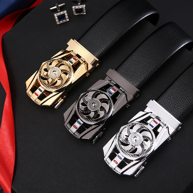 New Men Belt Time To Run Automatic Buckle Rotating Business Casual Pants Belt 3.5cm Youth Jeans Fashion Belt