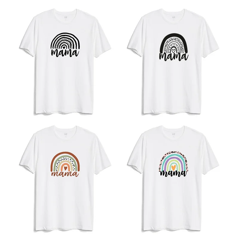 

Women's T-Shir Hot Summer Harajuku Rainbow Mama Print Graphic Tees Vouge TShirts for Women O-Neck Short Sleeve Korean Styl