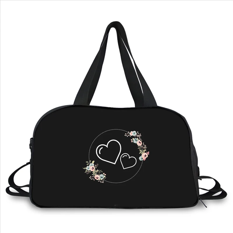 Love Heart colourful rose 3D printing fashion trend portable large capacity multi-function messenger bag travel bag