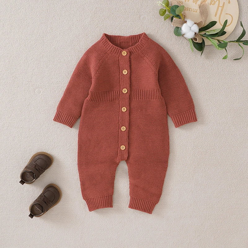 

Baby Rompers Long Sleeve Newborn Boy Girl Jumpsuits Outfits for Infant Netural Solid Knit Overall Children Autumn Winter Clothes