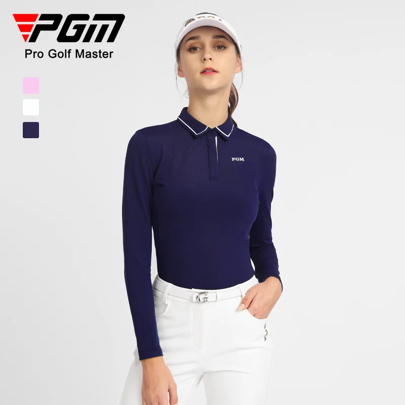 

PGM Women's Golf Long Sleeve Shirt Autumn and Winter Sports High Elastic Fabric Slit Hem Golf Wear for Women YF536