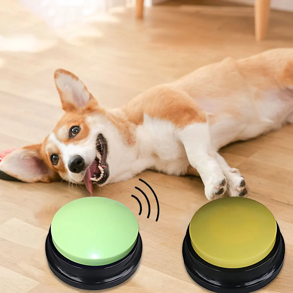 Recordable Pet Starter Talking Speaking Voice Buttons Dog Intelligence Training Bell Communication Toys 20S Command Recording