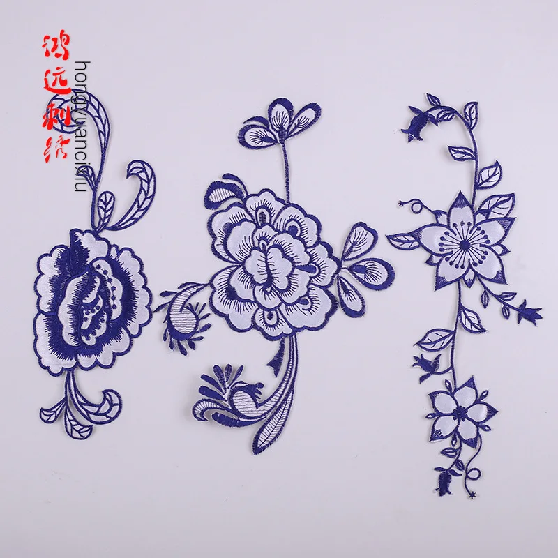 

Dress Traditional Chinese Embroidered Fabric Stickers Adhesive Iron-on Cloth Patches Fashion Decoration Knitting Ironing DIY