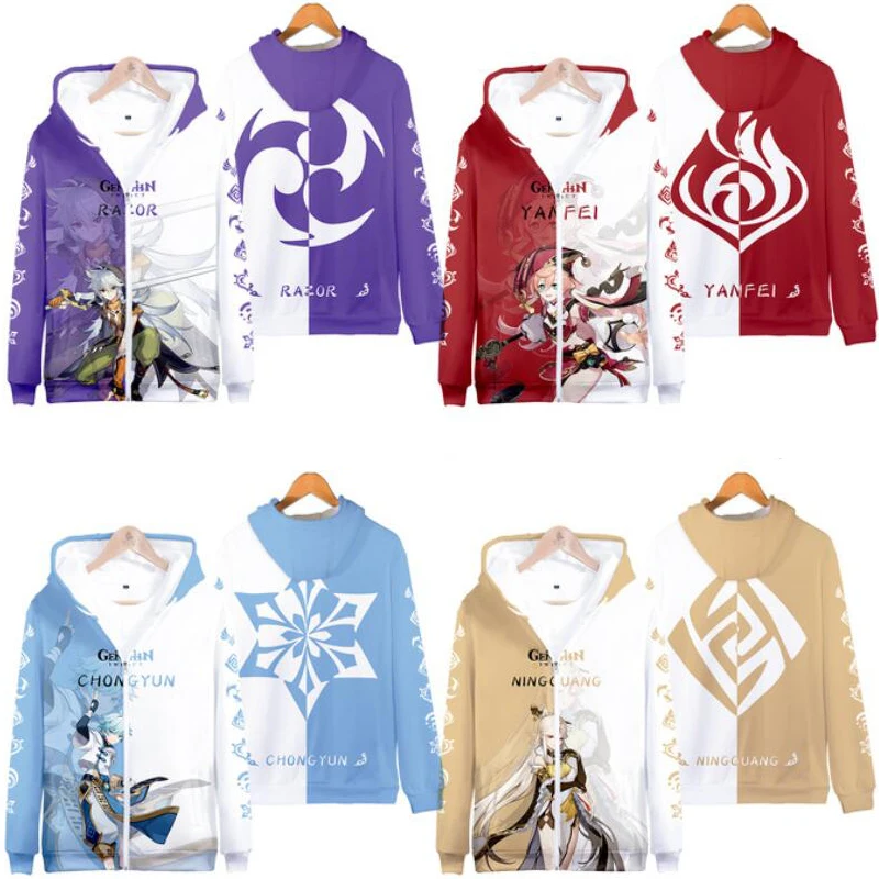 

Boy/girls Genshin Impact Hoodie Hutao Tartaglia Klee Diluc Venti Xiao Zhongli Xingqiu Cosplay Costume Zipper Hooded Sweatshirt