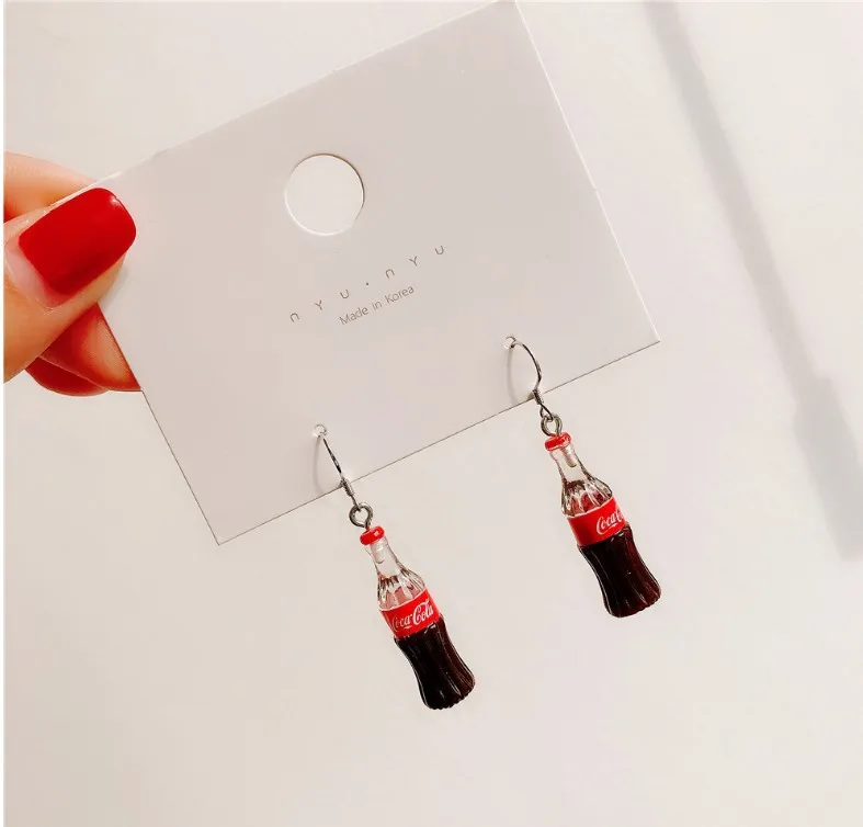 

1Pair 3D Simulation Drink Bottle Cola Dangle Earrings Women Drop Earrings For Girls Handmade Party Jewelry Gifts