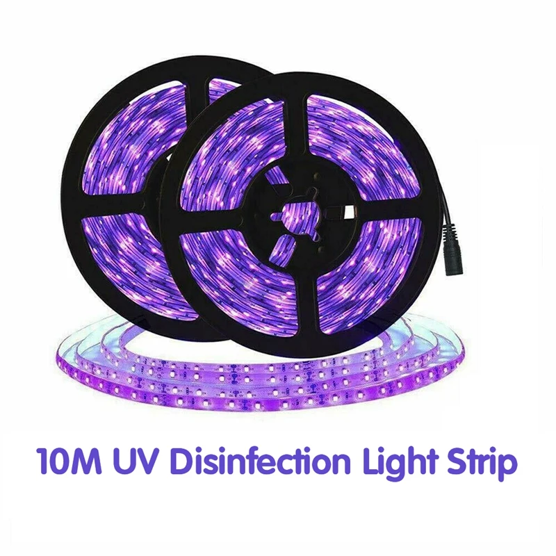 

HOT-10M LED UV Light Strip Ultraviolet Flexible Purple 33FT Blacklight 600 Leds Disinfect Light Strip