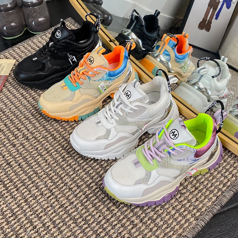 Women's Shoes Sports Shoes Heightening Shoes Thick Soled Casual Shoes Small White Shoes Mesh Breathable Summer Sports Sneakers