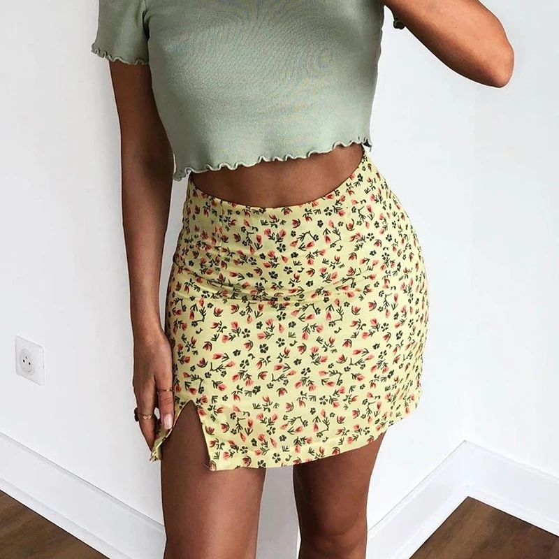 

Y2k Sexy Floral Skirt Summer Women High Waist Loose Casual Mini Skirts 2021 Spring New Fashion Indie Vintage Short Dresses Party