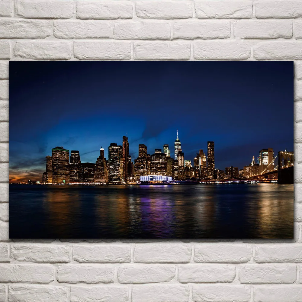 

Манхэттен ночной мир торговый центр городской пейзаж ткани плакаты на стену Картина гостиная домашний декор деревянная рамка арт KQ893